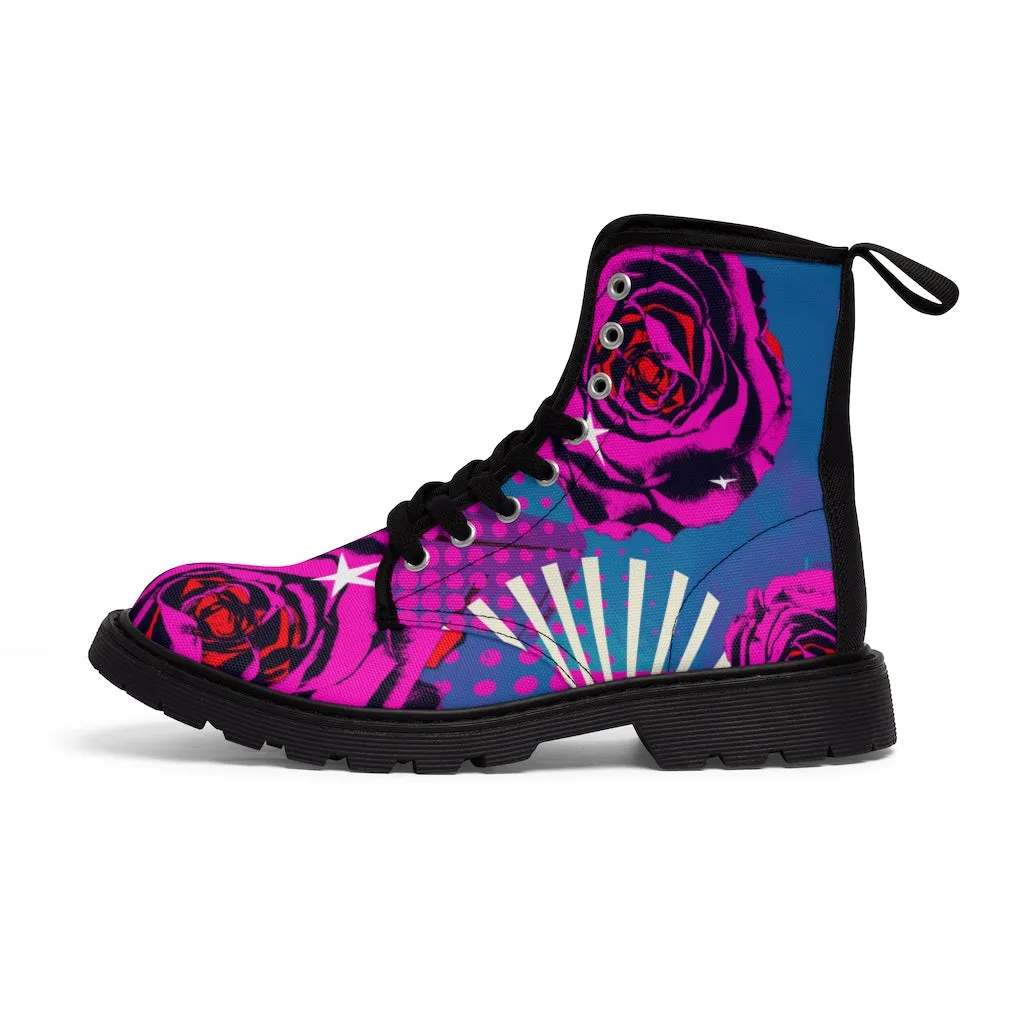 Retro rose Women's Canvas Boots