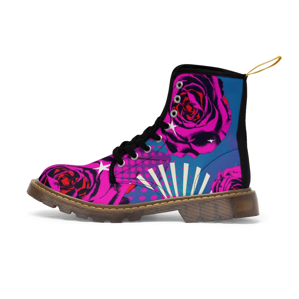 Retro rose Women's Canvas Boots