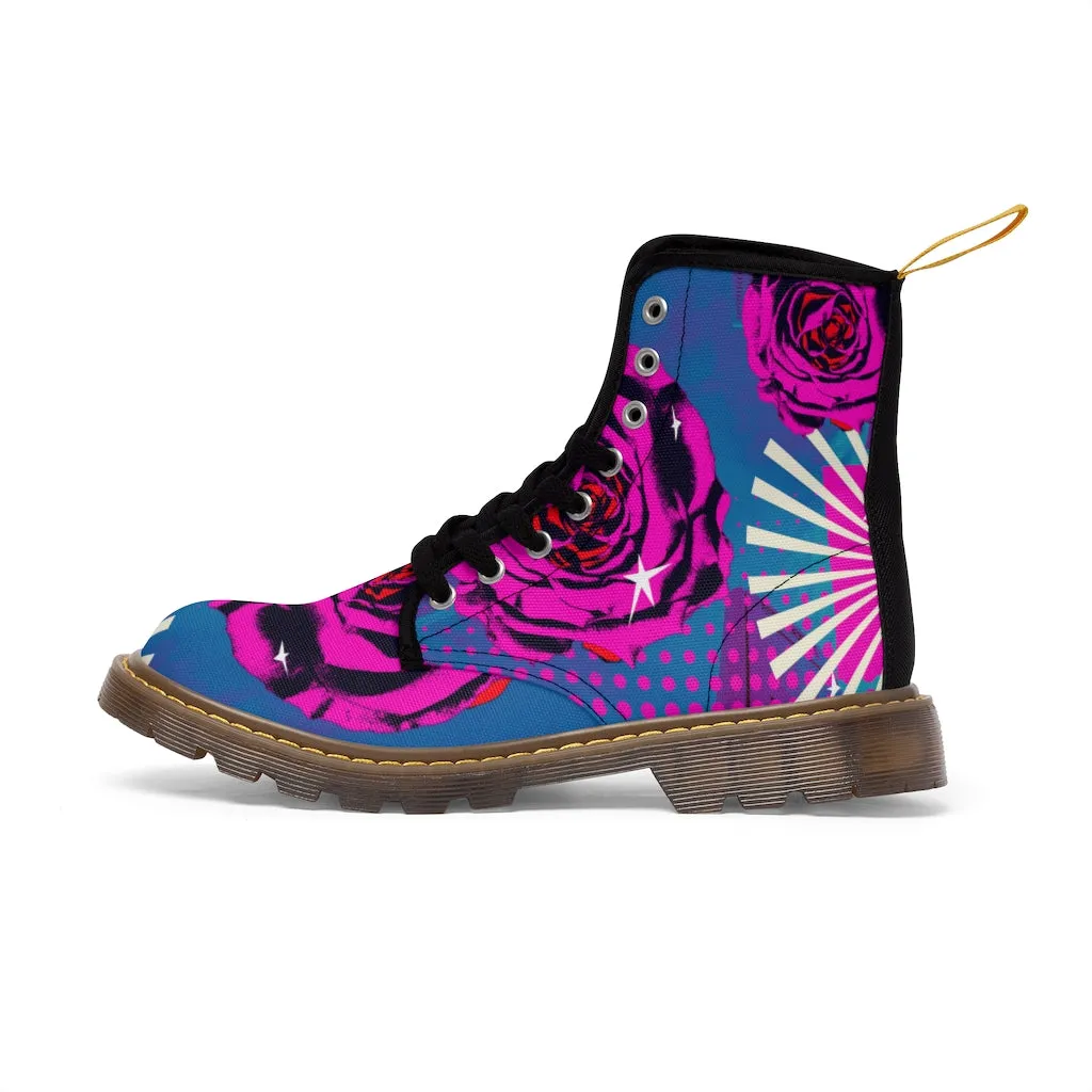 Retro rose Women's Canvas Boots