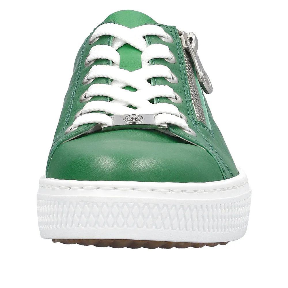 Rieker L59L1-52 Enya Ladies Green Leather Zip & Lace Shoes