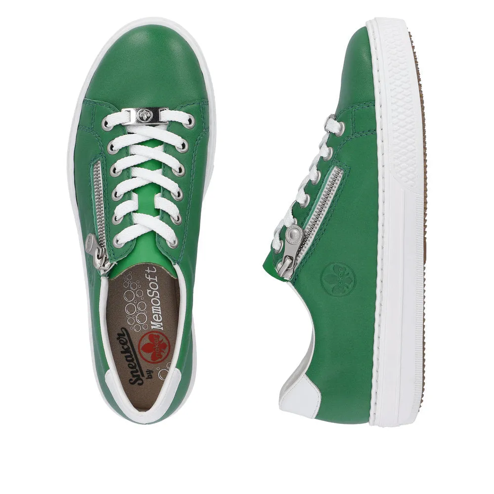 Rieker L59L1-52 Enya Ladies Green Leather Zip & Lace Shoes