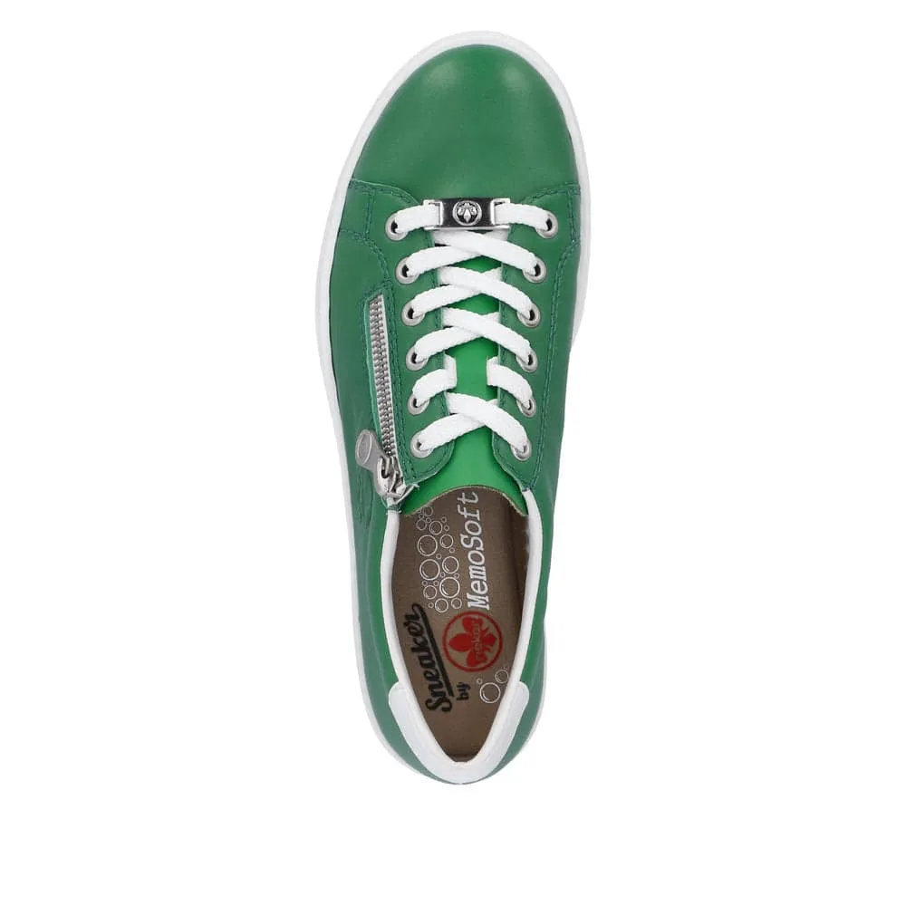 Rieker L59L1-52 Enya Ladies Green Leather Zip & Lace Shoes