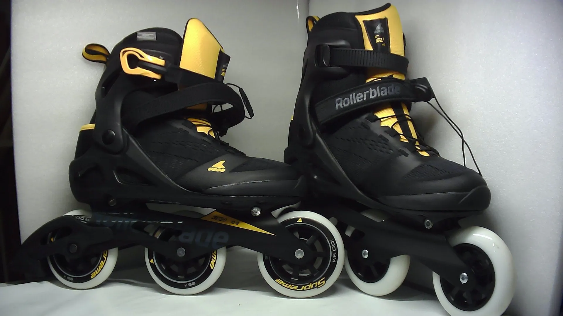 Rollerblade Macroblade 100 3WD Mens Fitness Inline Skate, Black/Saffron Yellow, 9.5 (Without Original Box)