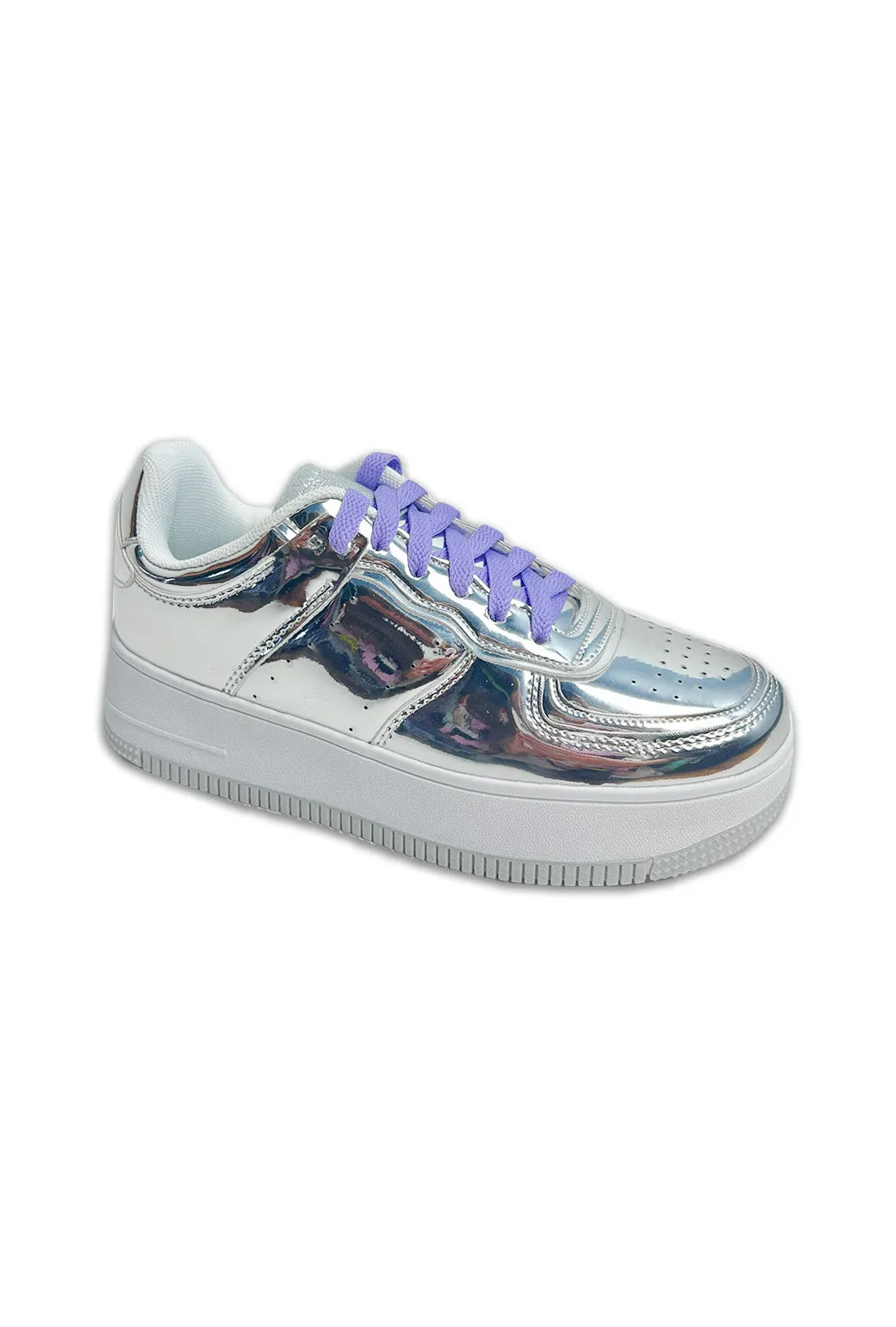 SAMPLE - Chrome Kicks - Silver with Lavender Laces