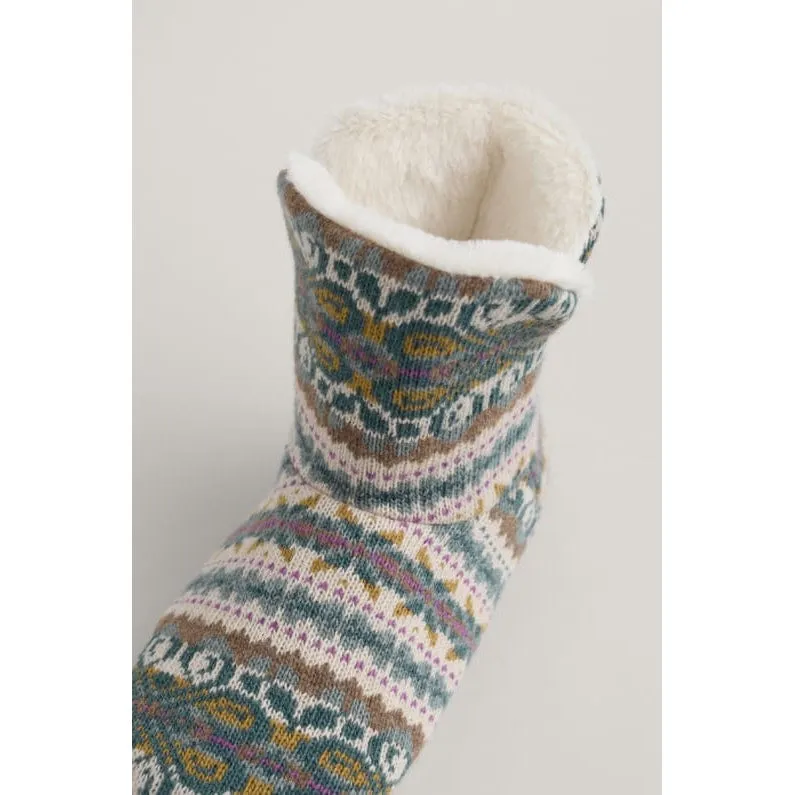 Seasalt Snooze Slipper Booties Goldfinch Dusky Jade Multi