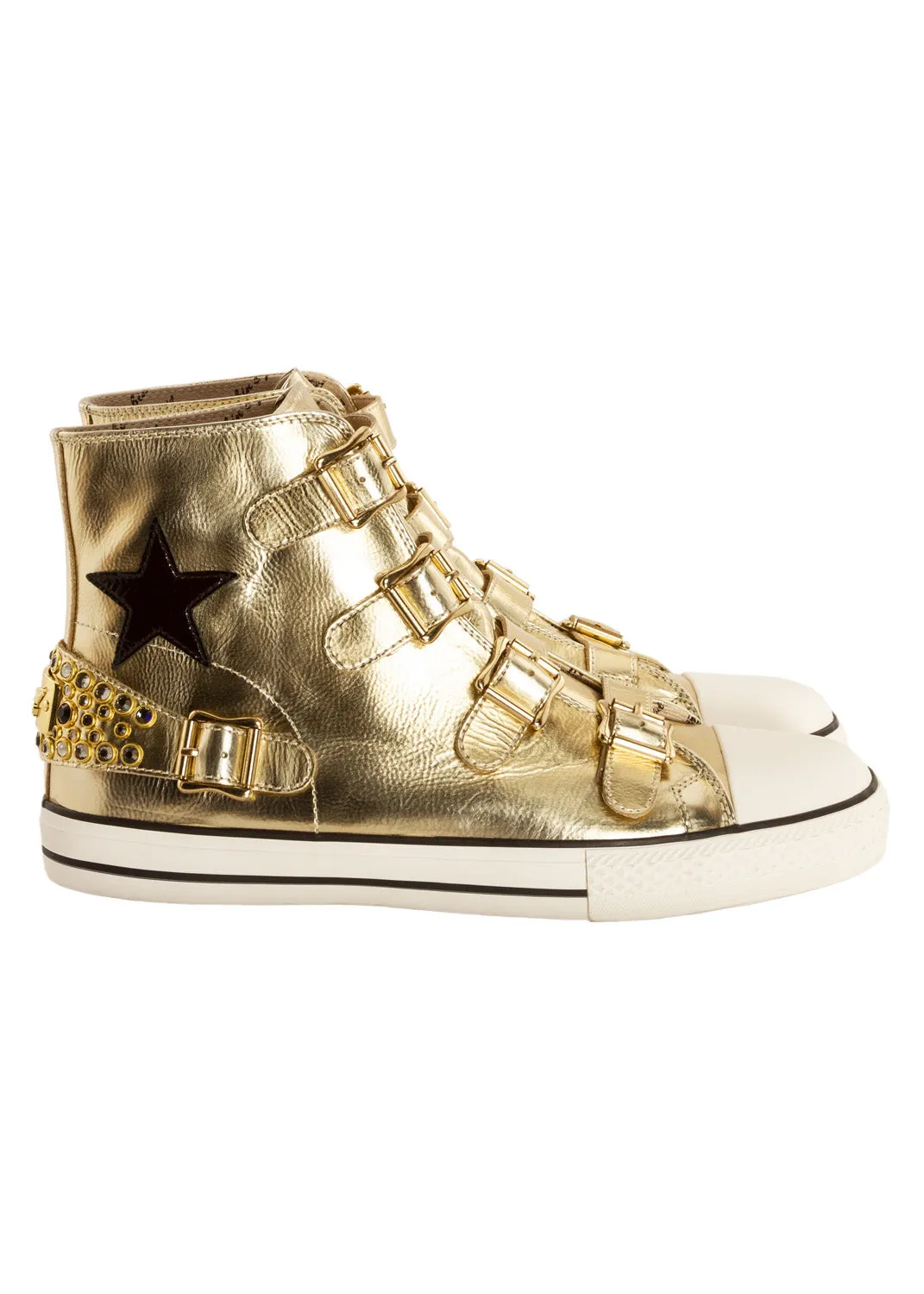 TEAM ROBIN HIGH TOP IN GOLD W/ CRYSTALS