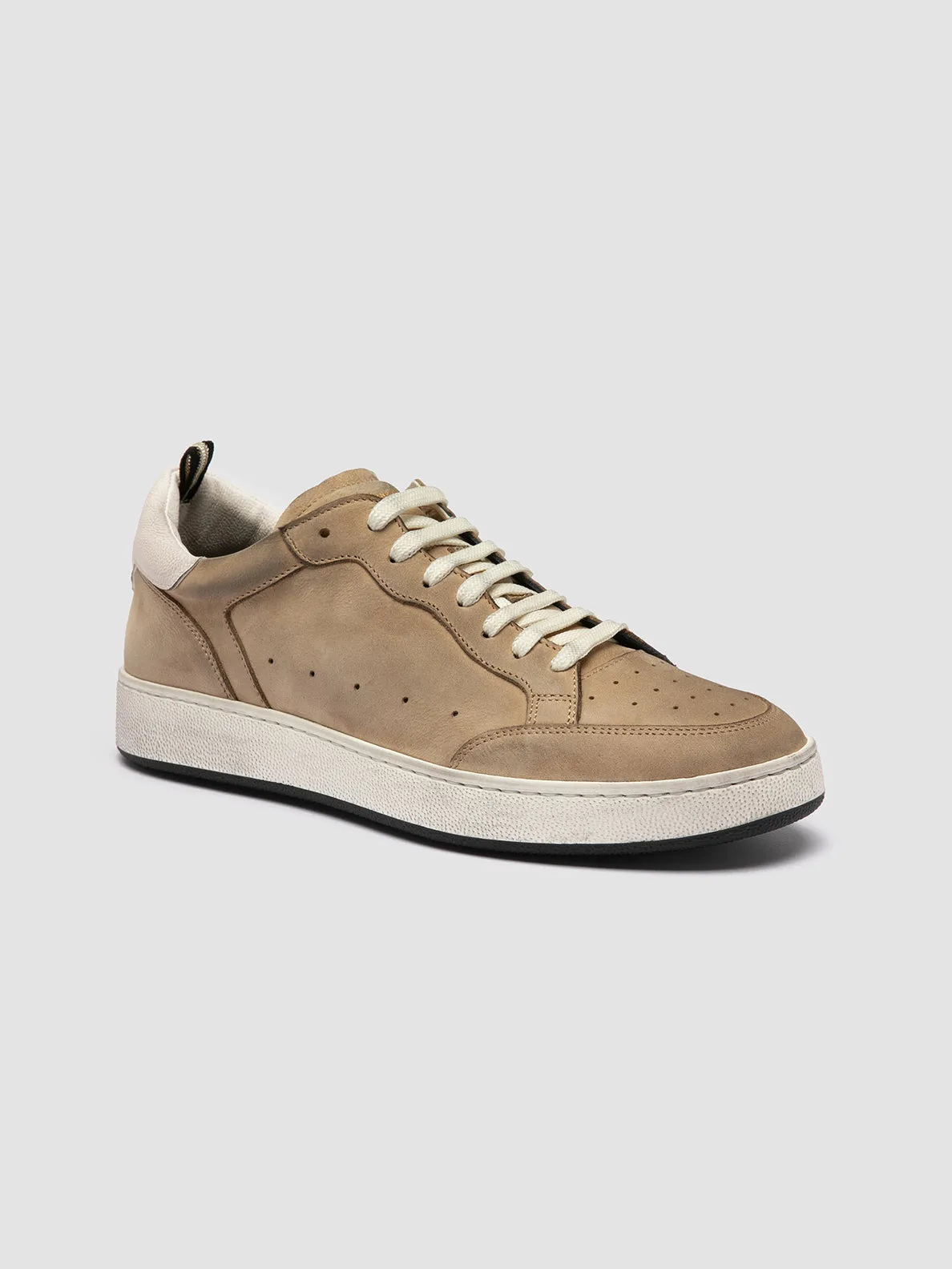 THE ANSWER 002 - Beige Leather and Suede Low Top Sneakers