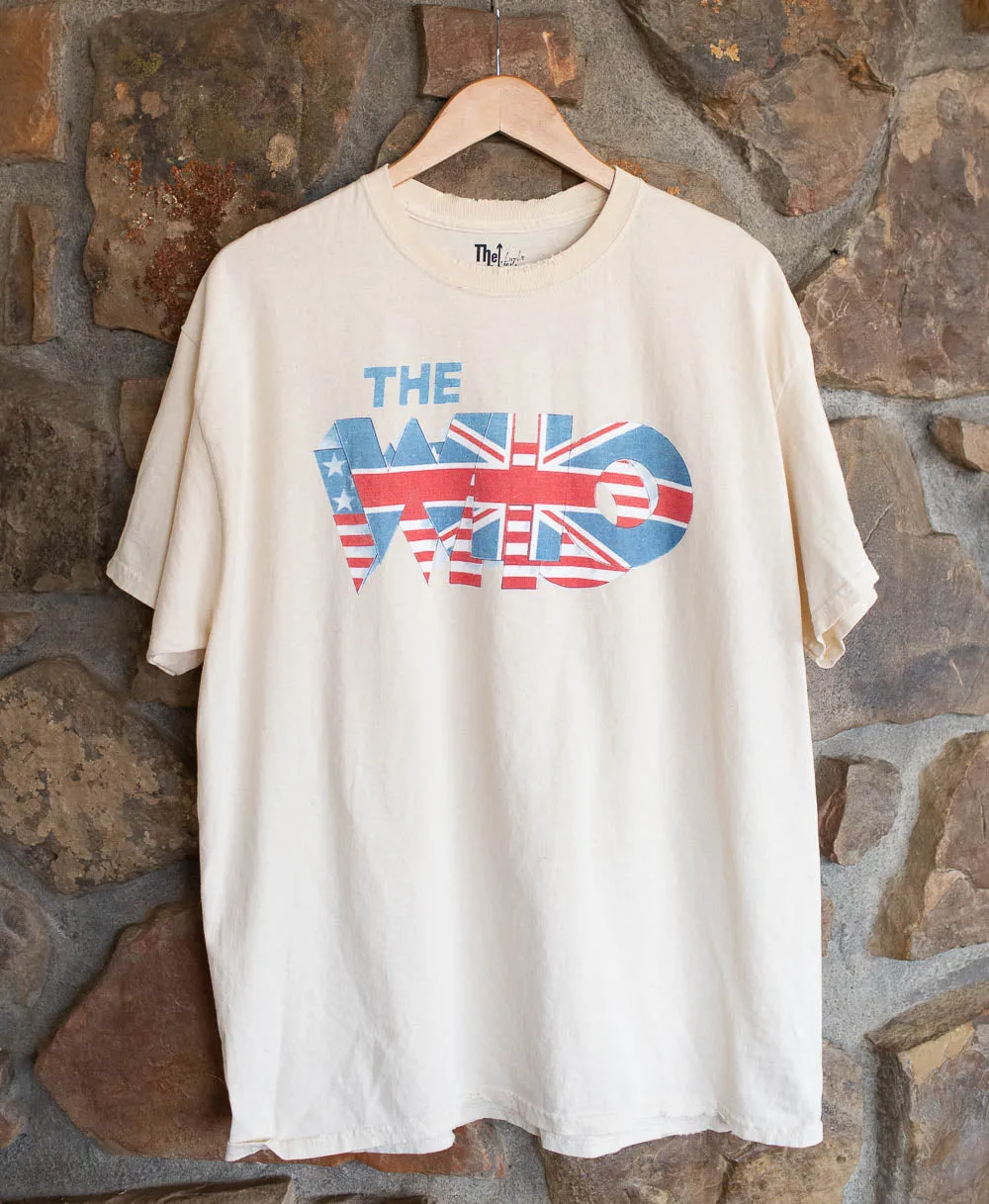 The Who Double Flag Off White Thrifted Distressed Tee