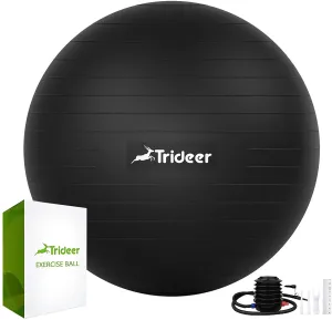 Trideer Extra Thick Yoga & Exercise Ball, 5 Sizes Ball Chair, Heavy Duty to Support 2200lbs, for Balance, Stability, Pregnancy and Physical Therapy, Quick Pump Included