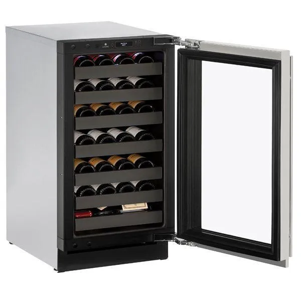 U-Line U3018WCS15B 3018wc 18" Wine Refrigerator With Stainless Frame Finish and Left-hand Hinge Door Swing (115 V/60 Hz Volts /60 Hz Hz)