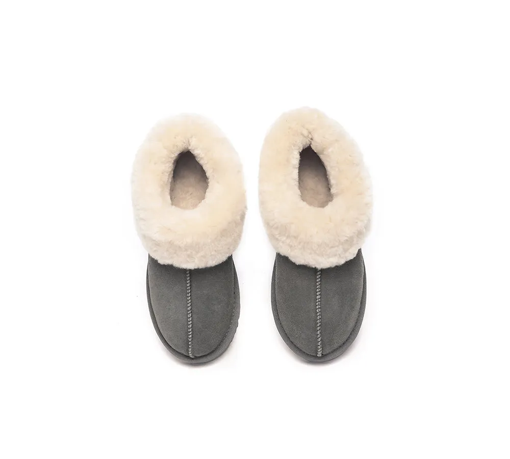 UGG Sheepskin Wool Suede Ankle Slippers Homey