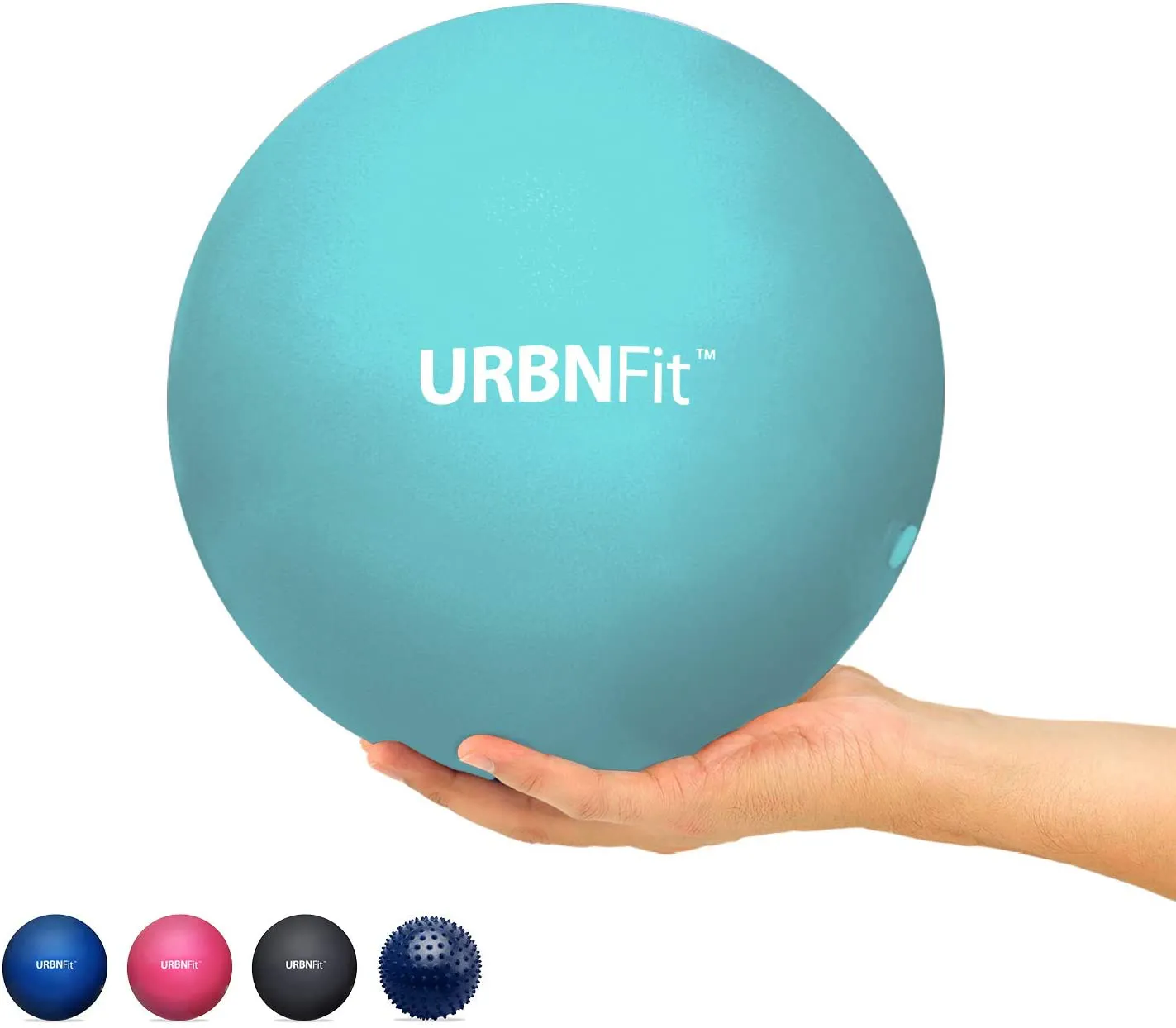 URBNFit Mini Pilates Ball - Small Exercise Ball for Yoga, Pilates, Barre, Physical Therapy, Stretching and Core Fitness - Includes Mini Stability Ball Workout Guide