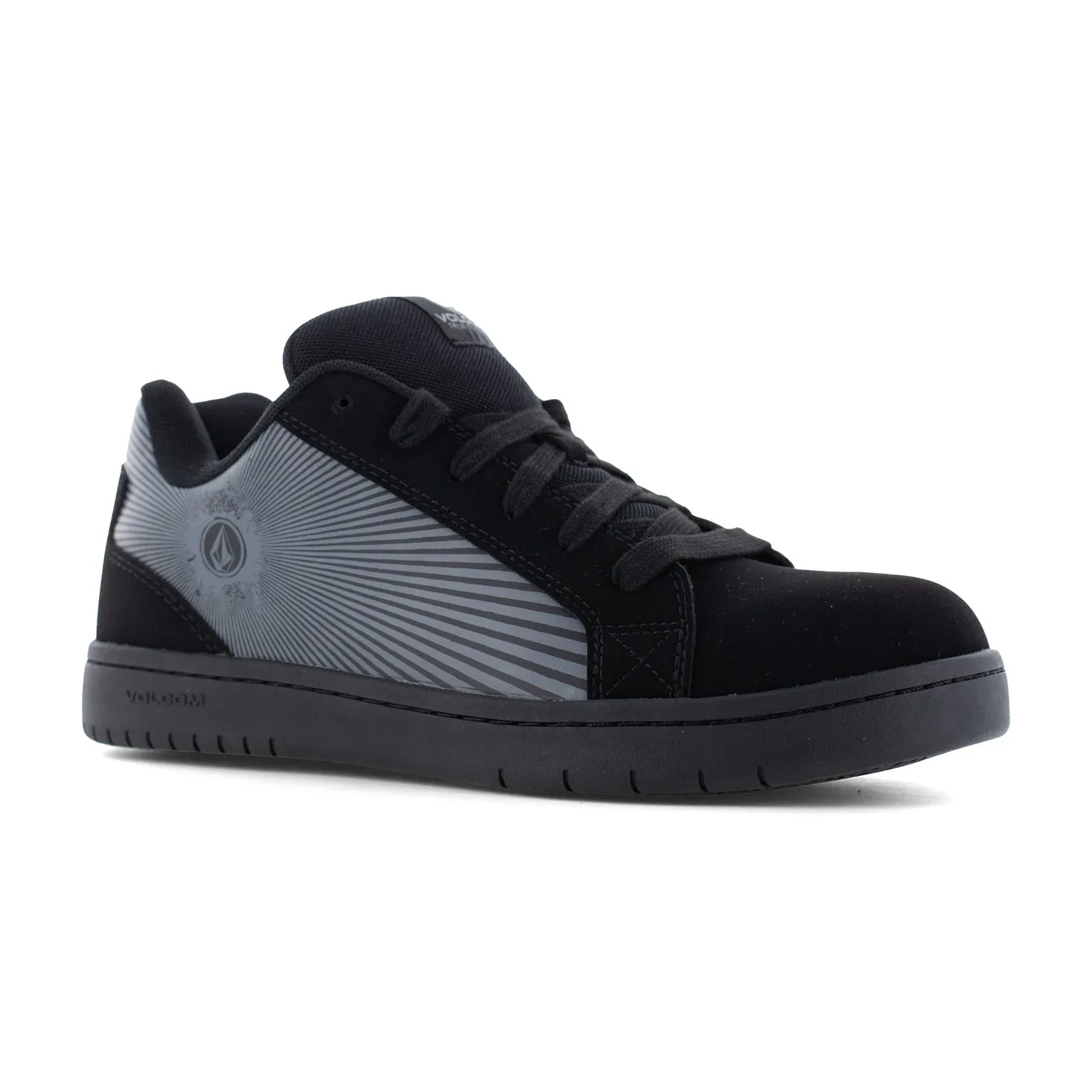 Volcom Mens Stone Op Art Black/Dark Grey Leather CT Skate-Inspired Work Shoes