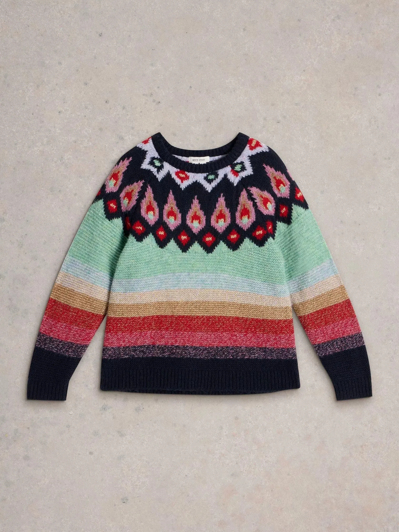 White Stuff New York Fairisle Jumper Red MLT