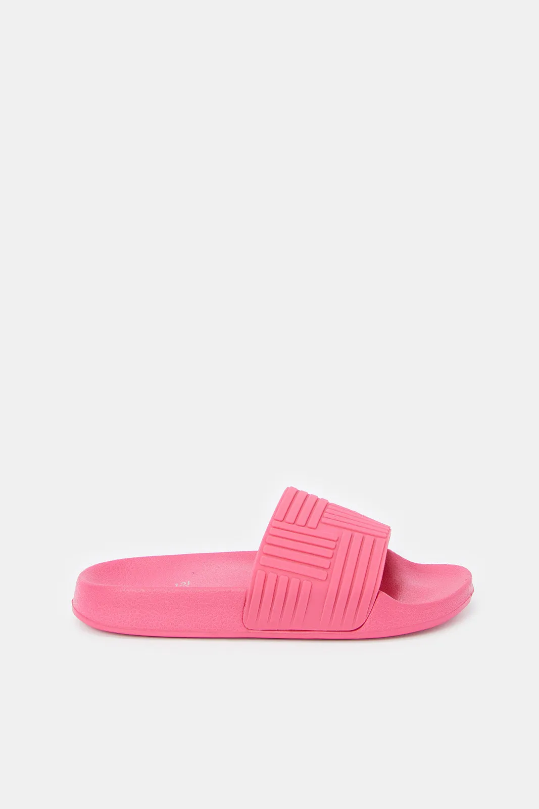 Women Pink Embossed Slide