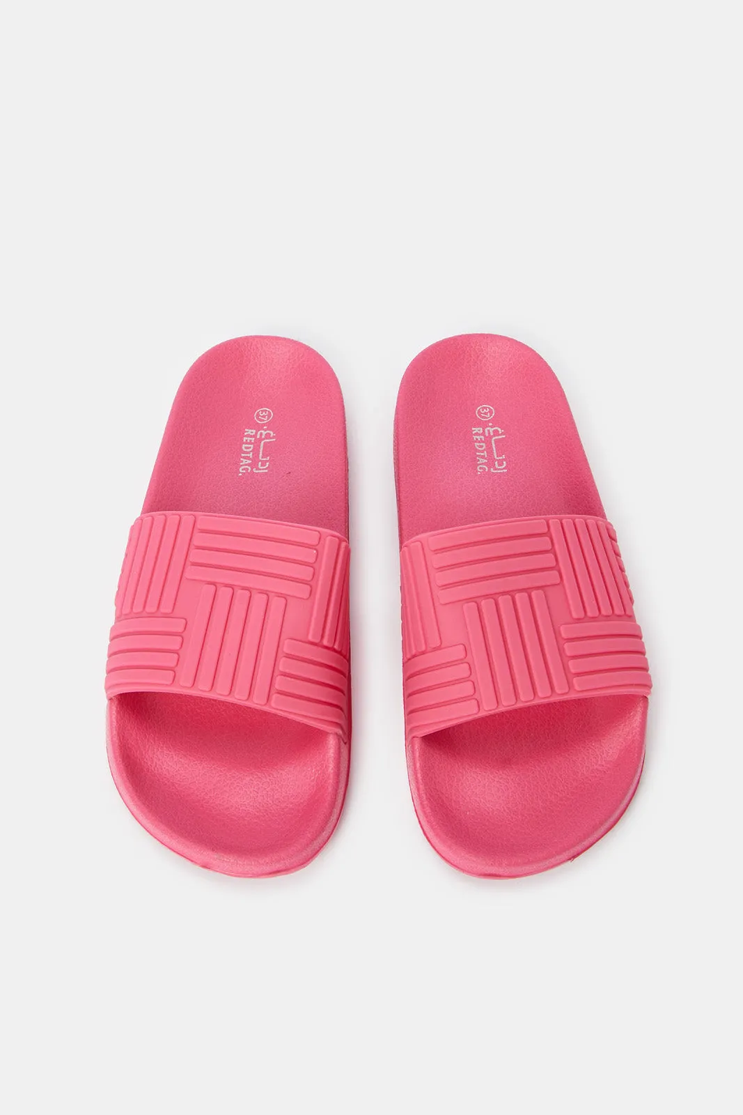 Women Pink Embossed Slide