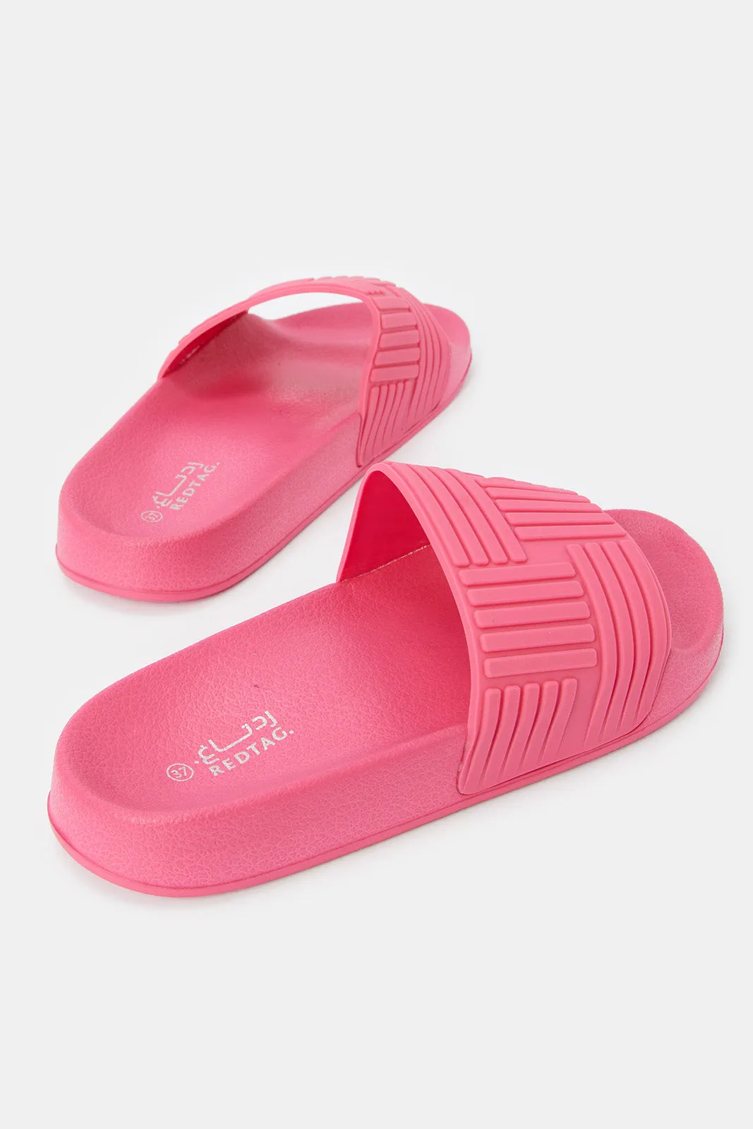 Women Pink Embossed Slide