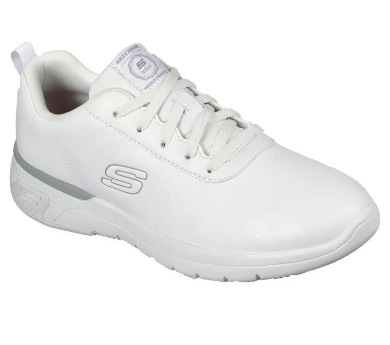 Women's Wide Fit Skechers 108010EC Marsing Gmina Slip Resistant Trainers - White