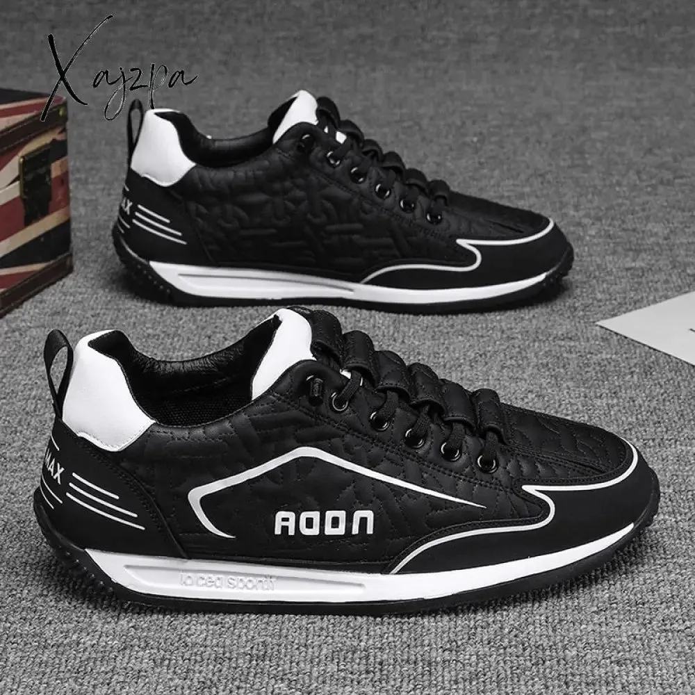 Xajzpa - Sneakers Casual Men Retro Running Shoes Fashion Microfiber Leather Fabric Breathable Height Increased Flat Platform Board Shoes