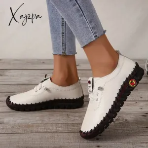 Xajzpa - Soft-soled Women's Single Shoes Women Retro Comfortable Flat Casual Shoes Woman Outdoor Lace-up Non-slip Loafers 43 Sneakers